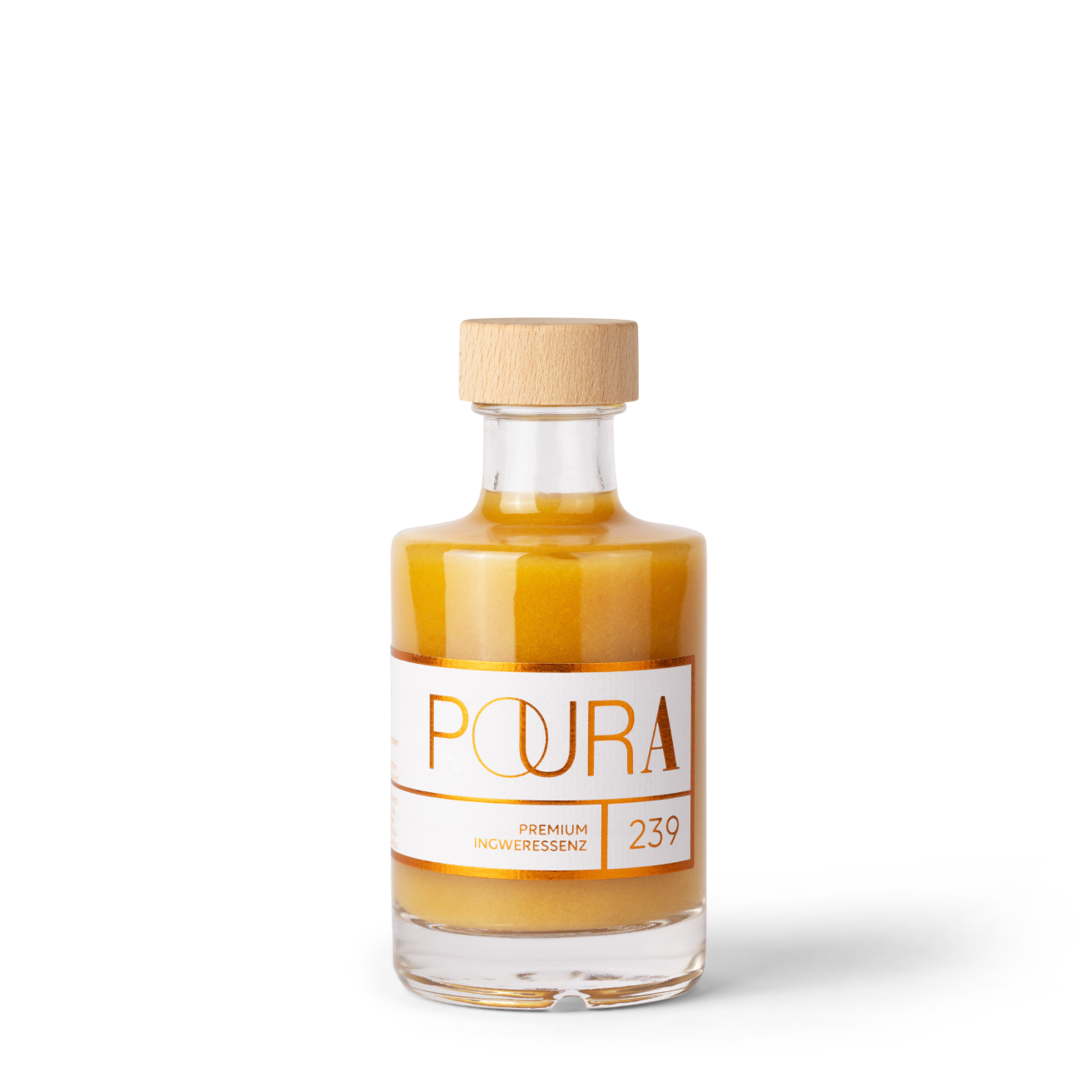 POURA Premium Ingwer Essenz (195 ml) mit 100% natürlichen Zutaten – bio, vegan & glutenfrei. Ideal für gesunde Drinks und Shots.