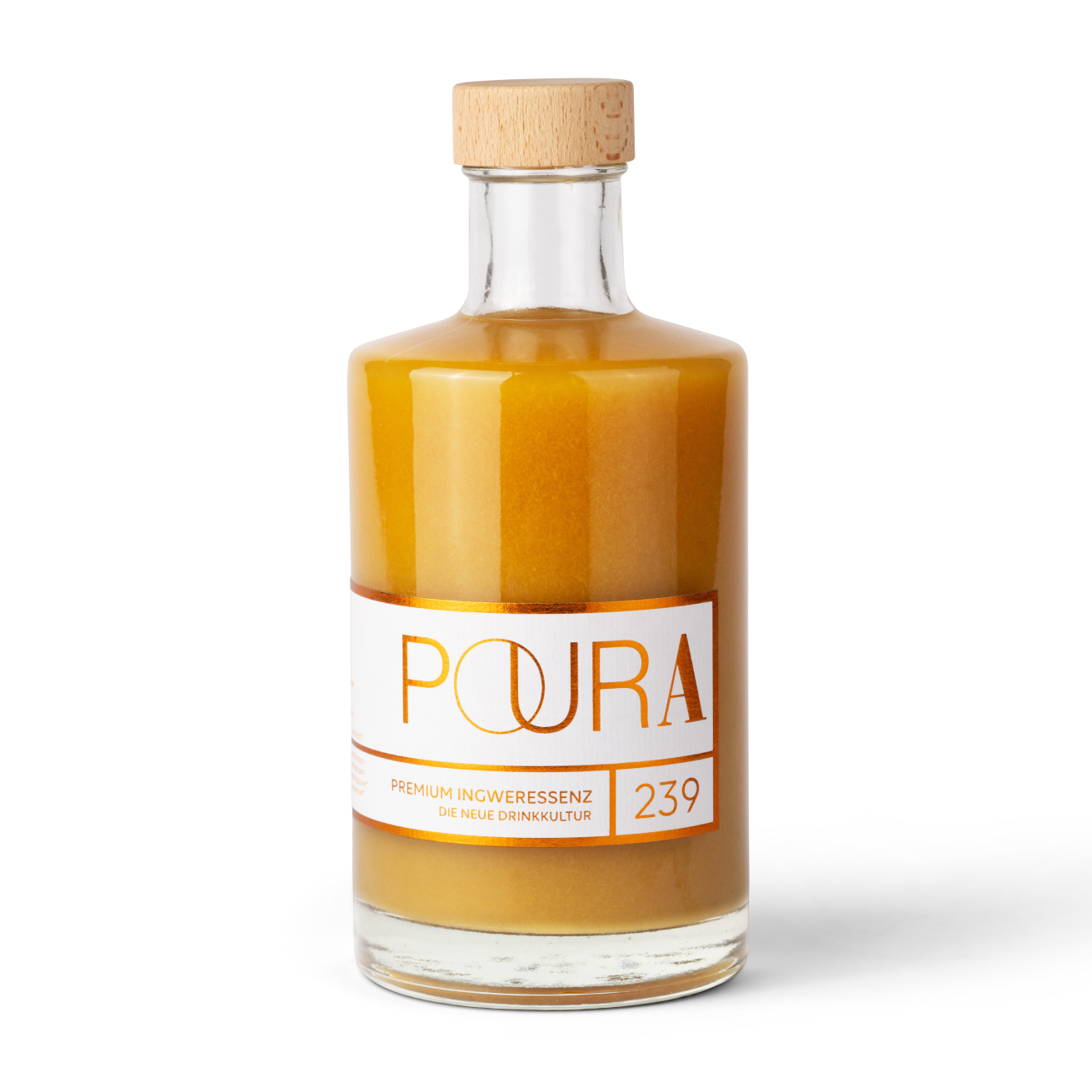 POURA Premium Ingwer Essenz (495 ml) mit 100% natürlichen Zutaten – bio, vegan & glutenfrei. Ideal für gesunde Drinks und Shots.