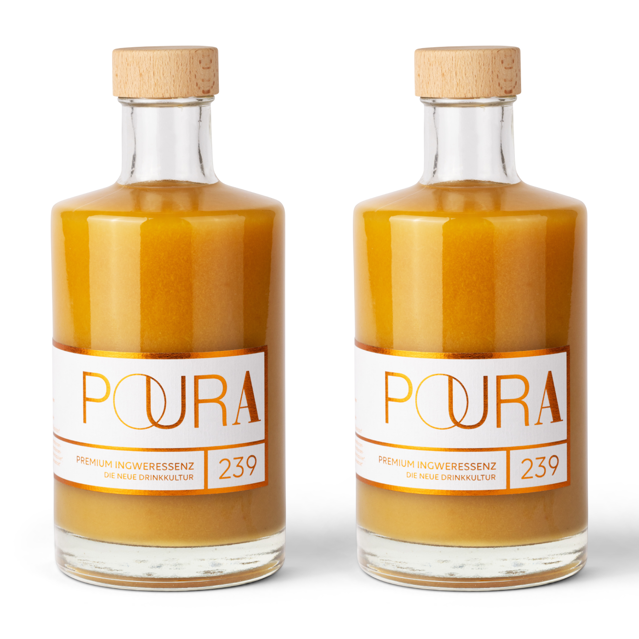 POURA Premium Ingwer Essenz (2x 495 ml) mit 100% natürlichen Zutaten – bio, vegan & glutenfrei. Ideal für gesunde Drinks und Shots.