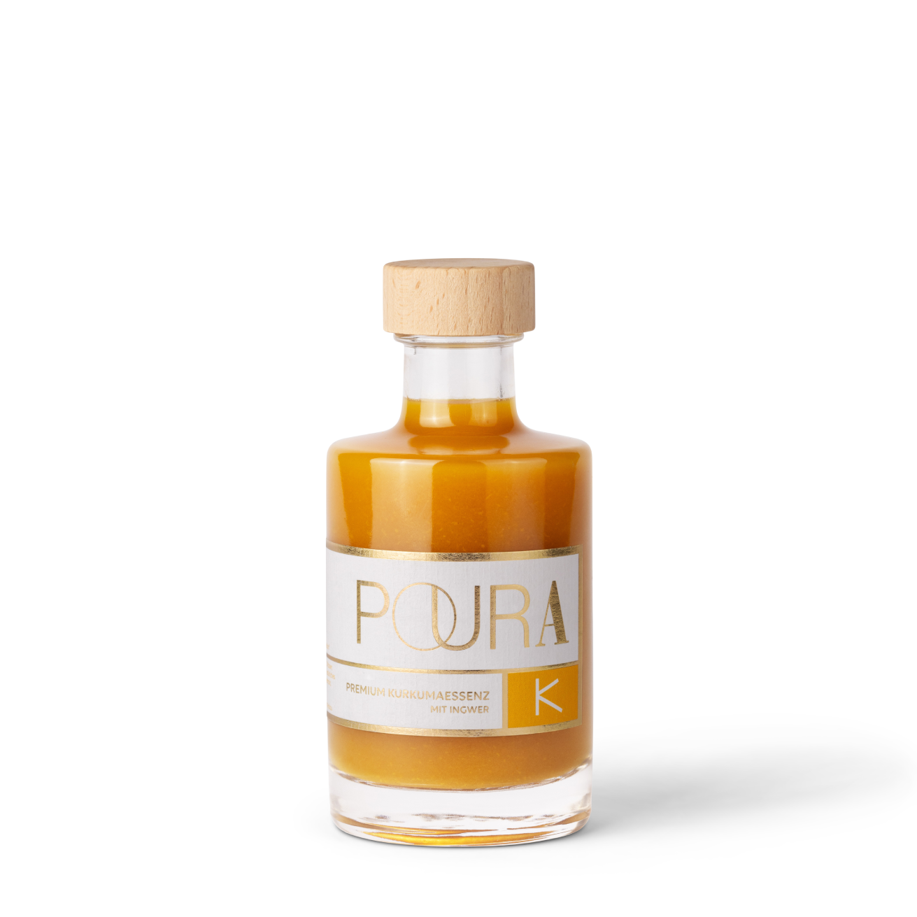 POURA Premium Kurkuma Essenz (195 ml) mit 100% natürlichen Zutaten – bio, vegan & glutenfrei. Ideal für gesunde Drinks und Shots.