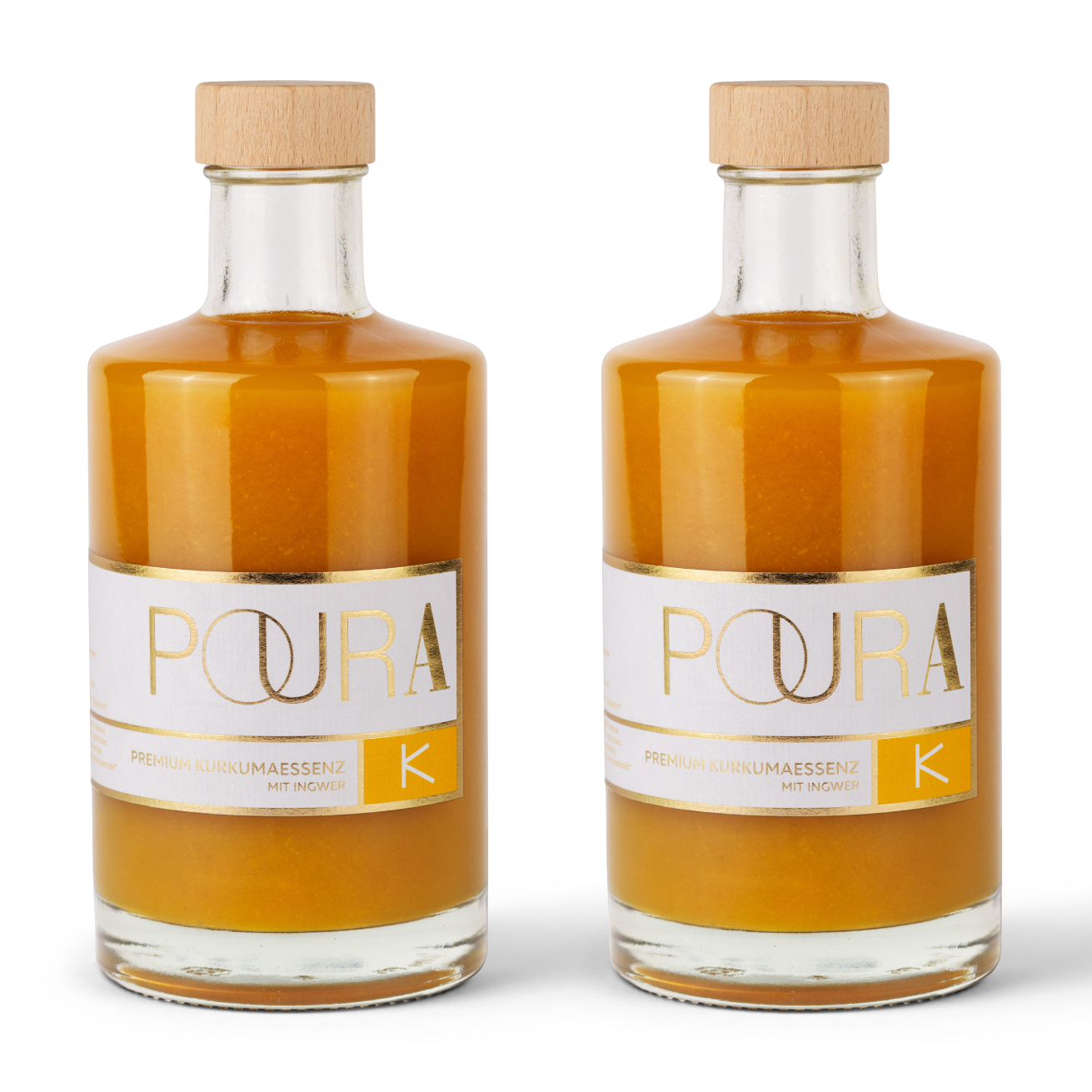 POURA Premium Kurkuma Essenz (2x 495 ml) mit 100% natürlichen Zutaten – bio, vegan & glutenfrei. Ideal für gesunde Drinks und Shots.