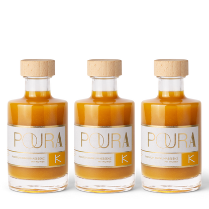 POURA Premium Sanddorn Essenz (3x 195 ml) mit 100% natürlichen Zutaten – bio, vegan & glutenfrei. Ideal für gesunde Drinks und Shots.